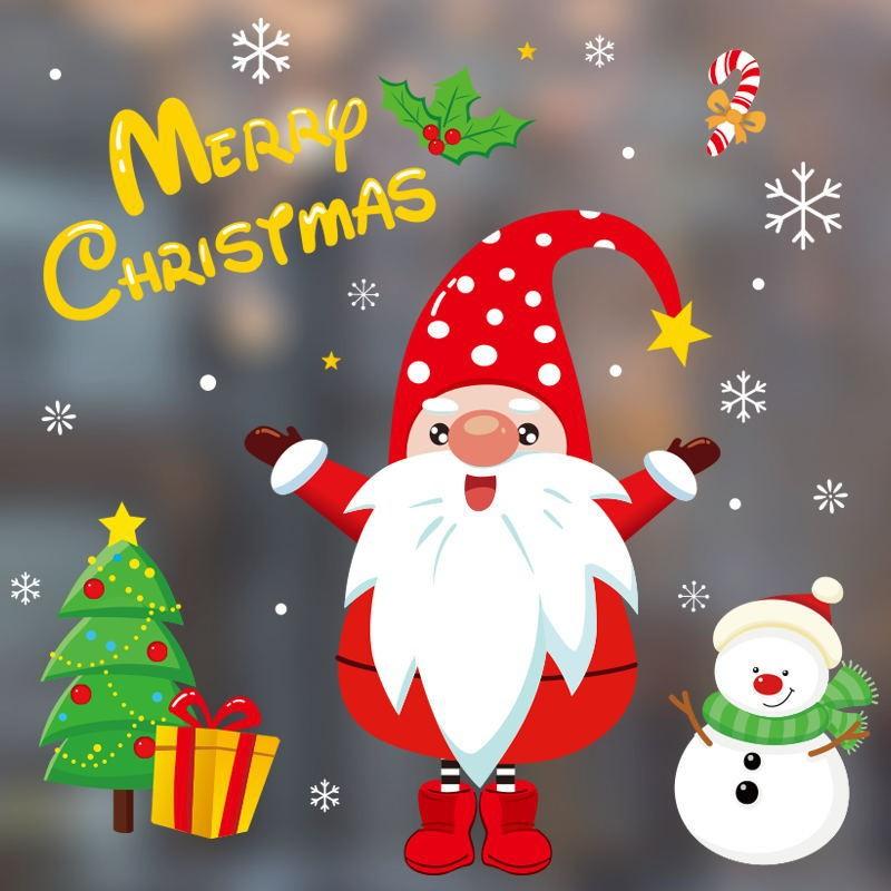 New Pvc Christmas Static Cling Window Decor Featuring Festive Santa Claus Design