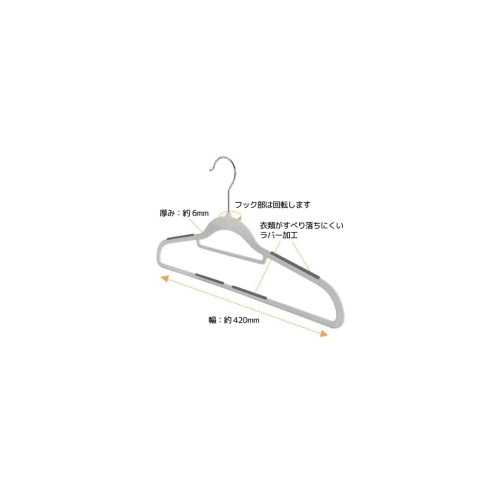 Shinko Hanger Shirt Hangers, Rubber Coating, 42cm Wide, Clothes Hangers, Prevents Clothes from