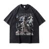 Anime The GGhost In The Shell T Shirts Streetwear Vintage Washed Kusanagi Motoko Tshirt Oversized Tops Tees Unisex  Cotton