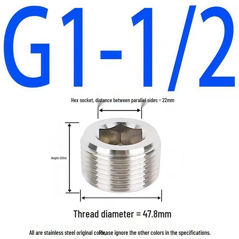 304 Stainless Steel Hex Socket Pipe Plug, Threaded Blind Plug, Oil Plug, Throat Plug In Sizes: 1/8", 1/4", 3/8", 1/2", 3/4".