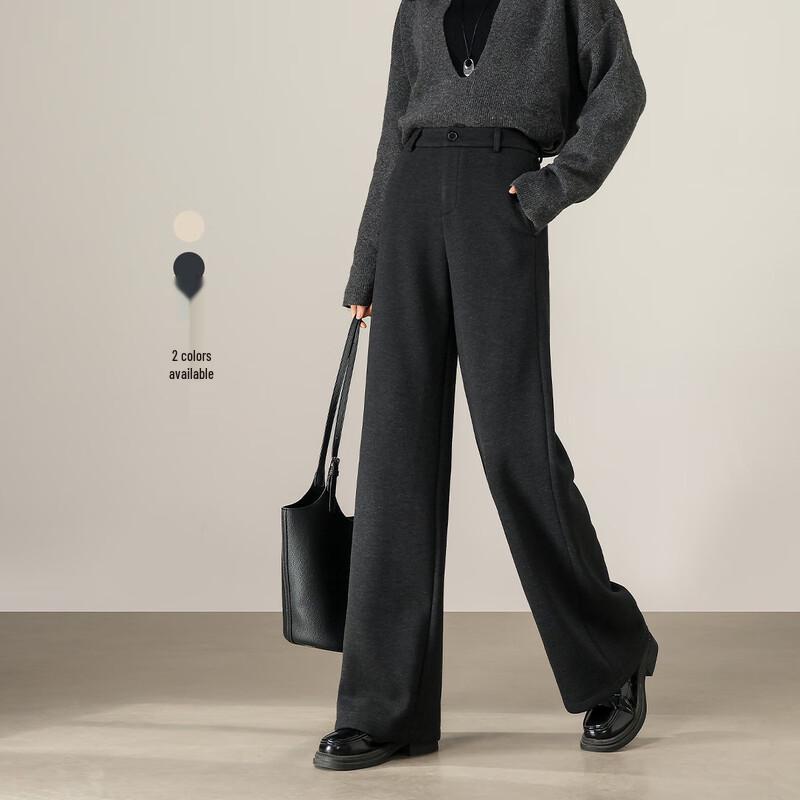 Women's Premium Wool Blend High-Waist Wide-Leg Casual Trousers