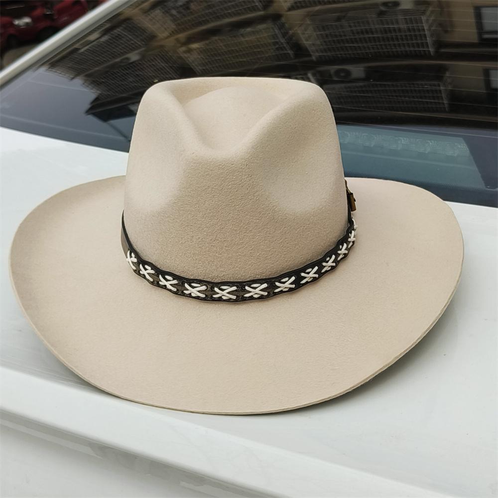 55-60 cm große Größe Hut WOLL Cowboyhüte für Männer Frauen Cowboyhut Gürtel breite Krempe Filzhut kundenspezifisch 4 Größen Outdoor Sombrero Hombre