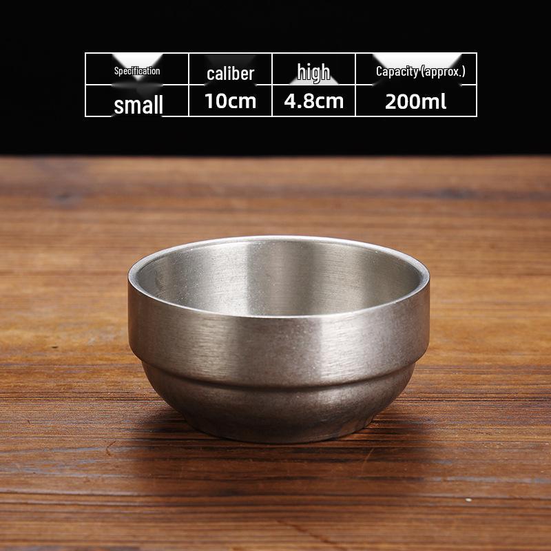 

Ретро состаренная двухслойная миска из нержавеющей стали для риса, супа, лапши, барбекю, кимчи и ужина.