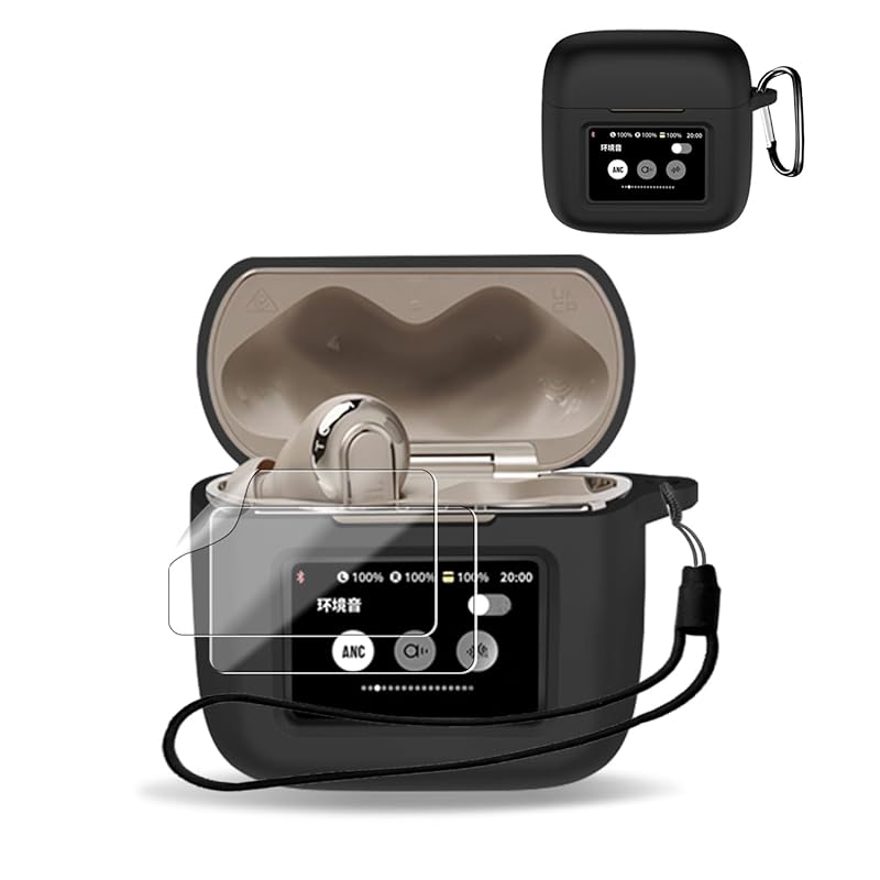 

For JBL TOUR Pro 3 for case cover + 2 film [KONXISA] wireless earphones silicon material easy to wear Impact resistance waterproof dustproof Washable