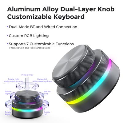 CH-02 Desktop Wired Aluminum Alloy Dual-Layer Knob Wireless Custom Keyboard RGB Custom Control Volume Knob Multimedia Office Shortcut