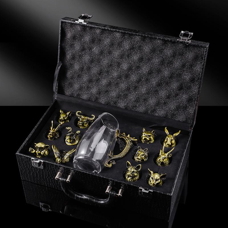 Zodiac Wine Set Baijiu Cup One Cup Strong Glass Wine Crystal Glass Small Wine Glass 1 Two Cups Can Be