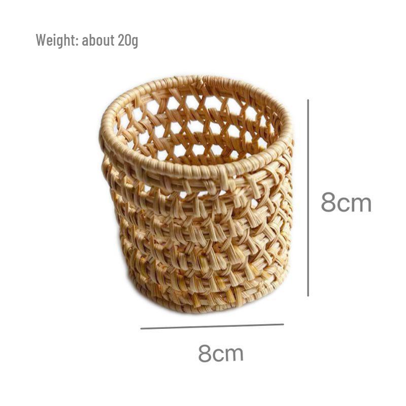 Autumn Rattan Weave Desktop Organizer: Pen Holder & Makeup Storage Box