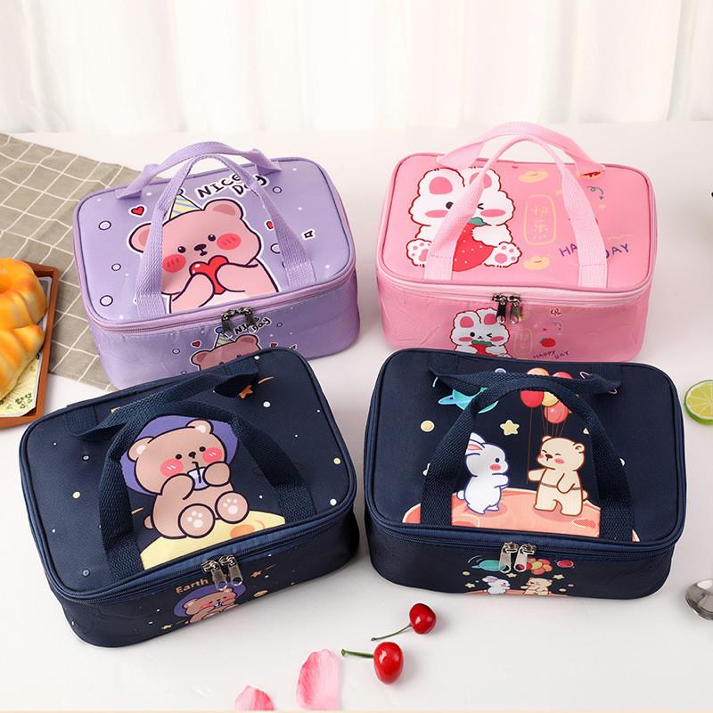 Cartoon Insulated Lunch Bag With Aluminum Foil For Students And Kids