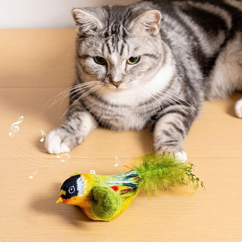 Interactive Cat Toy Chirping Bird Realistic Chirp Tweet Touch Activated Kitten Exercise Toys Cute Catnip Toys for Indoor Cats