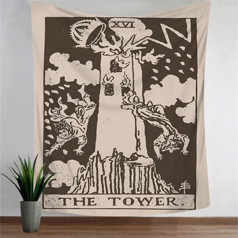 European Tarot Card Series Wall Tapestry - Decorative Polyester Landscape Hanging Cloth