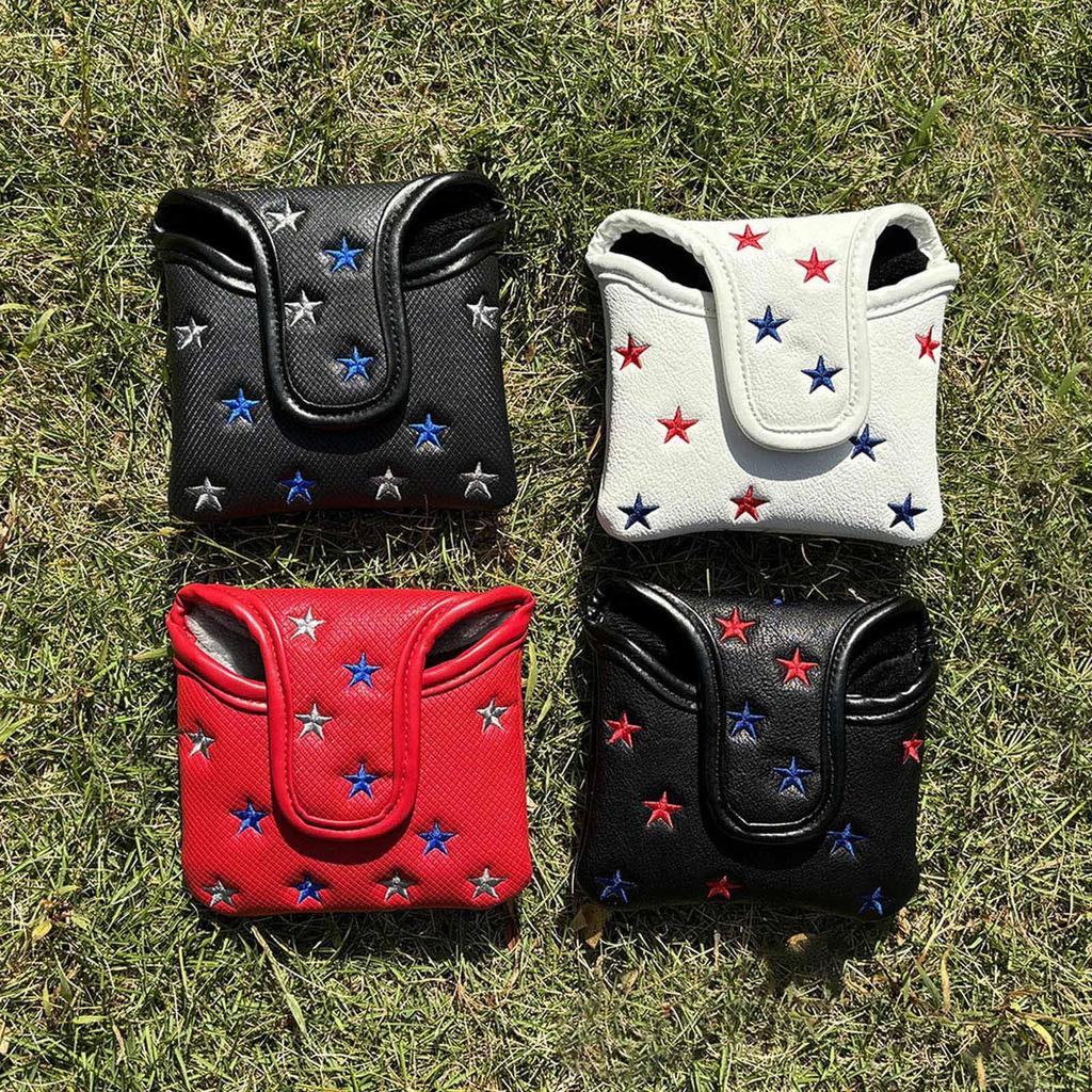 Mallet Putter Cover Magnetic Golf Cover Magnetic Type Closure Compatible with Odyssey TaylorMade Spider Putter Mallet Type Square Star & Clover