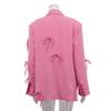 Women Y2k Bow Casual Office Blazer Top Cute Notch Lapel Button Up Jacket Oversized Long Sleeve Coat