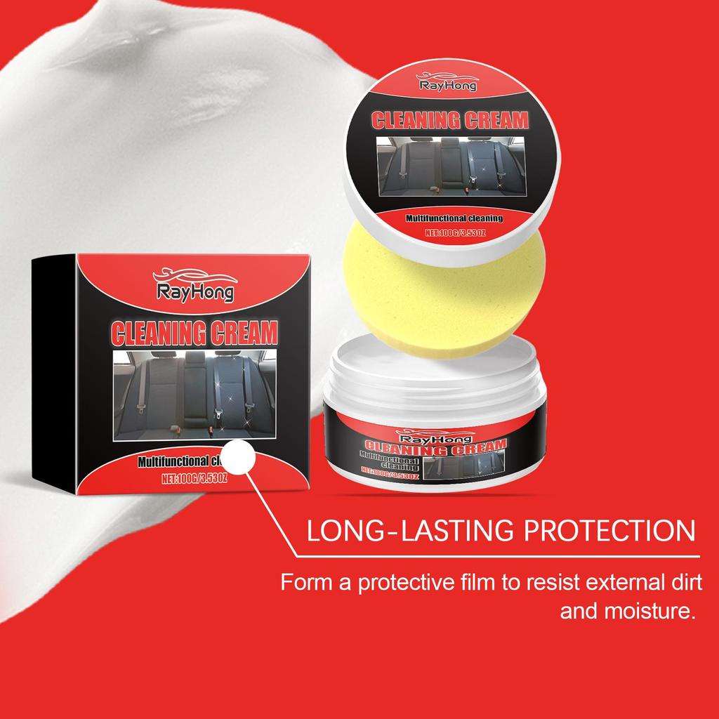 RAYHONG Leather Revitalizing Cream 100g Deep Cleansing, Stain Resistance Suitable for Multiple Scenarios Free Sponge Included