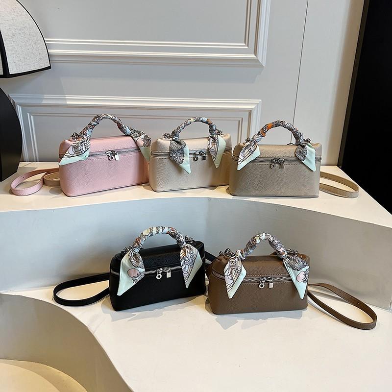 Silk Small Box Scarf Bag Stitching Detail Inner Zip Pocket Urban Bags Travel