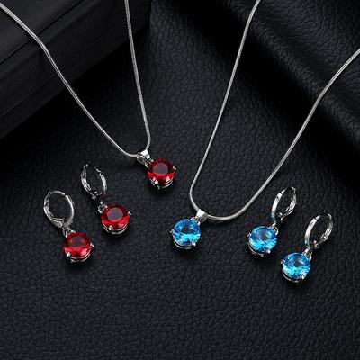 Nuovo set di gioielli di moda più venduto, collana orecchini set due pezzi ciondolo rotondo zircone multicolore.