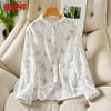 Hengyuanxiang Women's Floral Print Cotton Long Sleeve Shirt