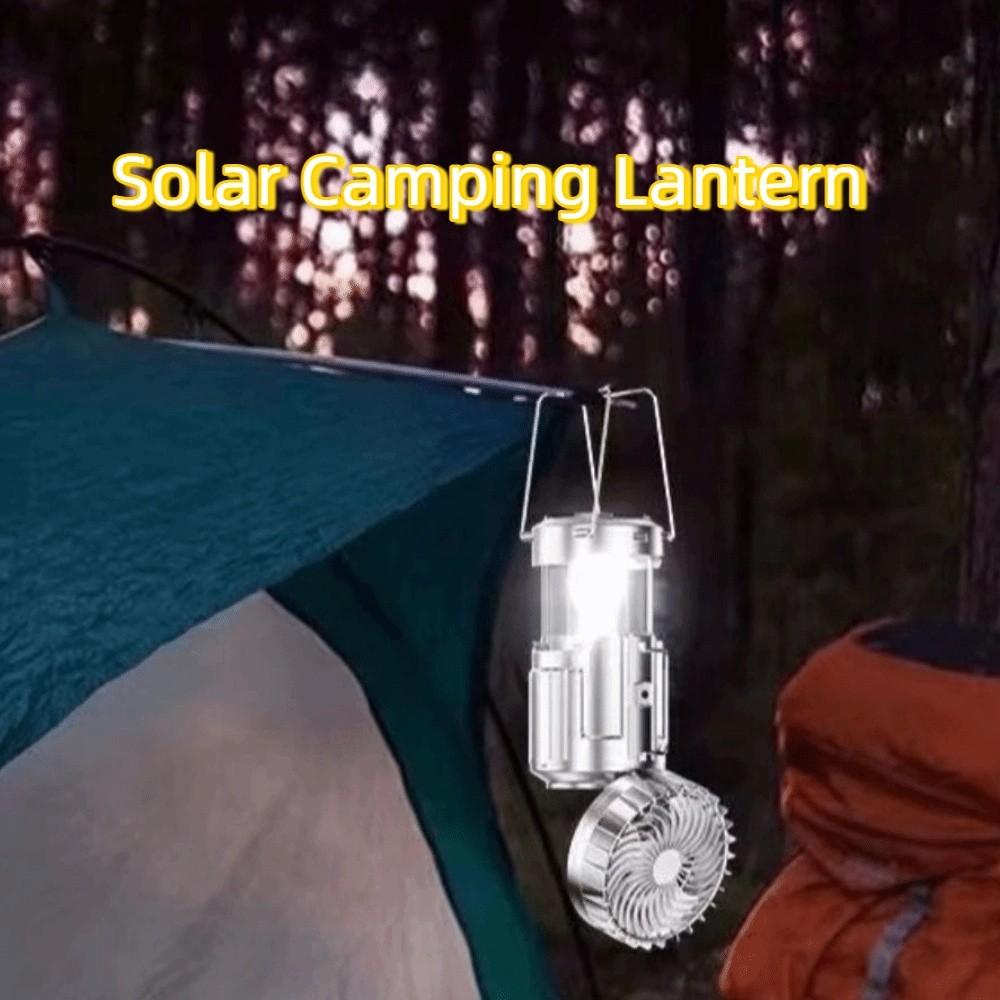 Portable Portable Electric Fan Solar Powered LED Fan Lantern  Outdoor Activities