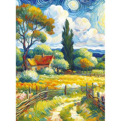 Van Gogh Countryside Village Jigsaw Puzzle Famous Scenery 500 Piese, popular puzzle coreean