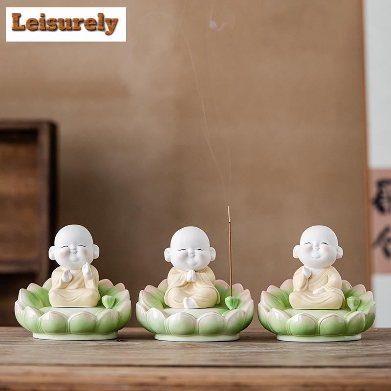 Lotus Little Monk Incense Holder Mist Smoking Steamers Incense Burners Aromatherapy Censer Tea Ceremony Supplies Decoration Gift