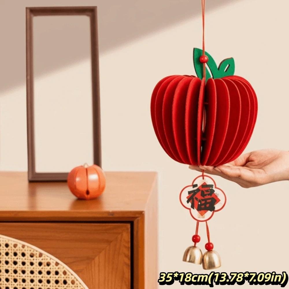 Gourds Shape New Year Decoration Red Felt Gold Bell Greeting 3D Felt Pendant  Shop Decoration