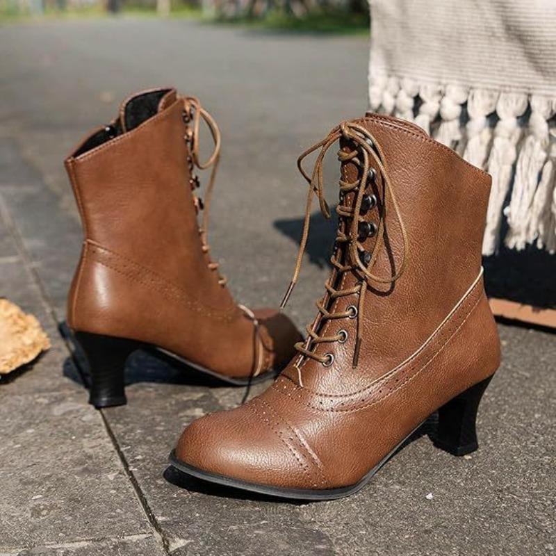 European High Heel Large Size Women's British Martin Boots Coarse Heel Short Boots Medium Locomotive Boots Women's Boots