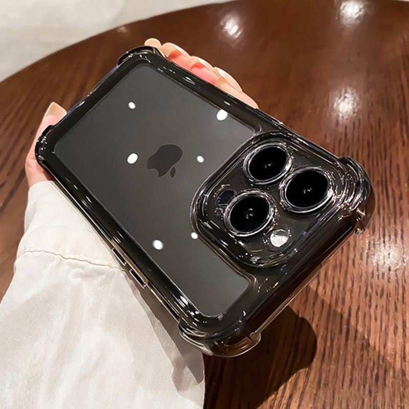 iPhone 16, 15 Pro Max, 14, 13, 12 için Şeffaf Her Şey Dahil Kılıf – Dört Köşeli Düşmeye Karşı Korumalı Akrilik Kılıf.