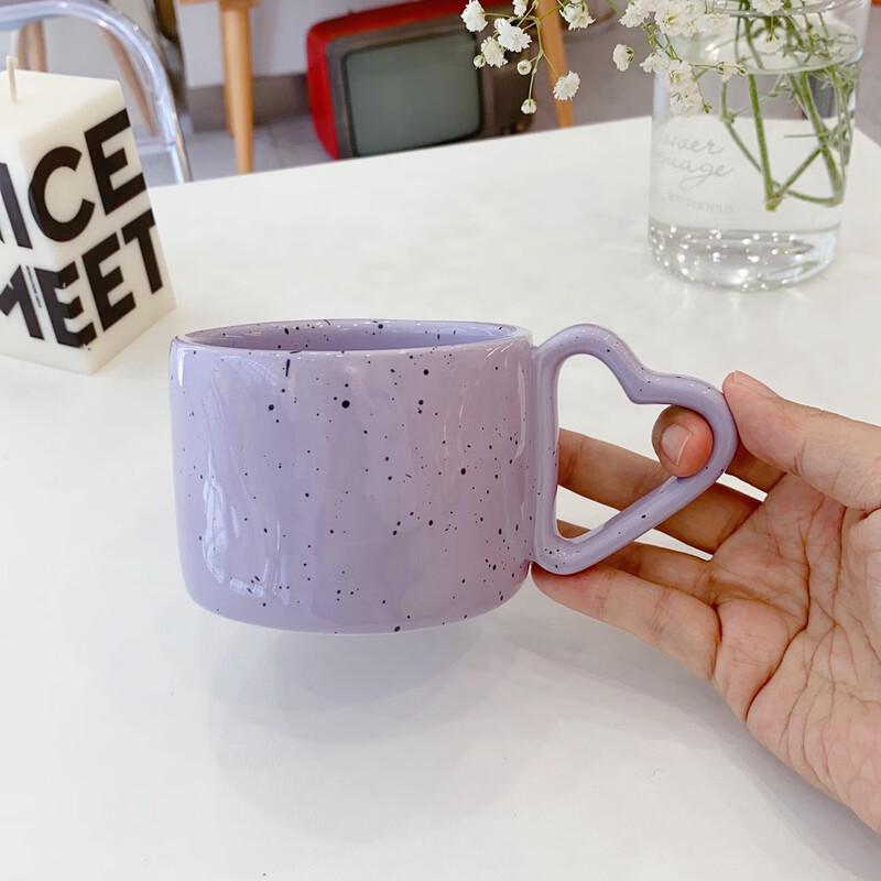 Korean Style Splatter Ceramic Mug with Love Handle