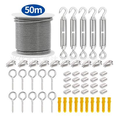 Stainless Steel PVC-Coated Wire Rope Tensioner Kit for Outdoor Lighting and Garden Hanging