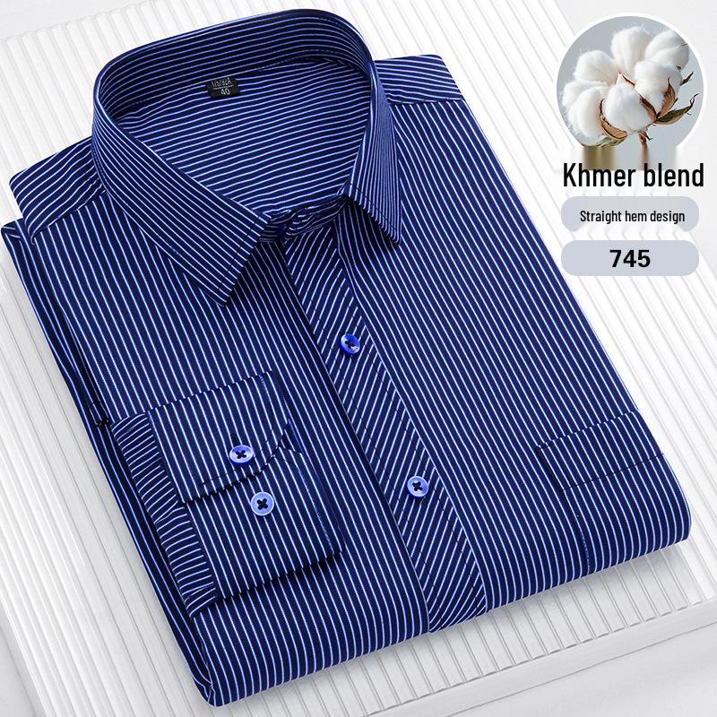 Cămașă cu mâneci lungi cu dungi pentru bărbați, mărime plus: Casual, Respirabil, Tiv drept pentru persoane de vârstă mijlocie și vârstnice