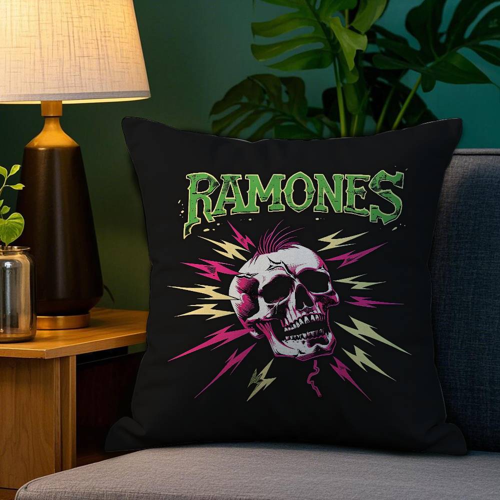 Rock R-Ramones Kuddfodral Soffa Vardagsrum Sovrum Dubbelsidig Tryck Fyrkantig Kudde Sovdags Kuddfodral
