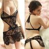 Womens Lingerie See Through Maid Cosplay Eyelash Sleepwear Sexy Bandage Hollow Erotic Lace Costumes
