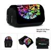 Printed Polyester Pencil Case, Large-Capacity Storage Bag, Double-Layer Flip Cover, Stationery Box.