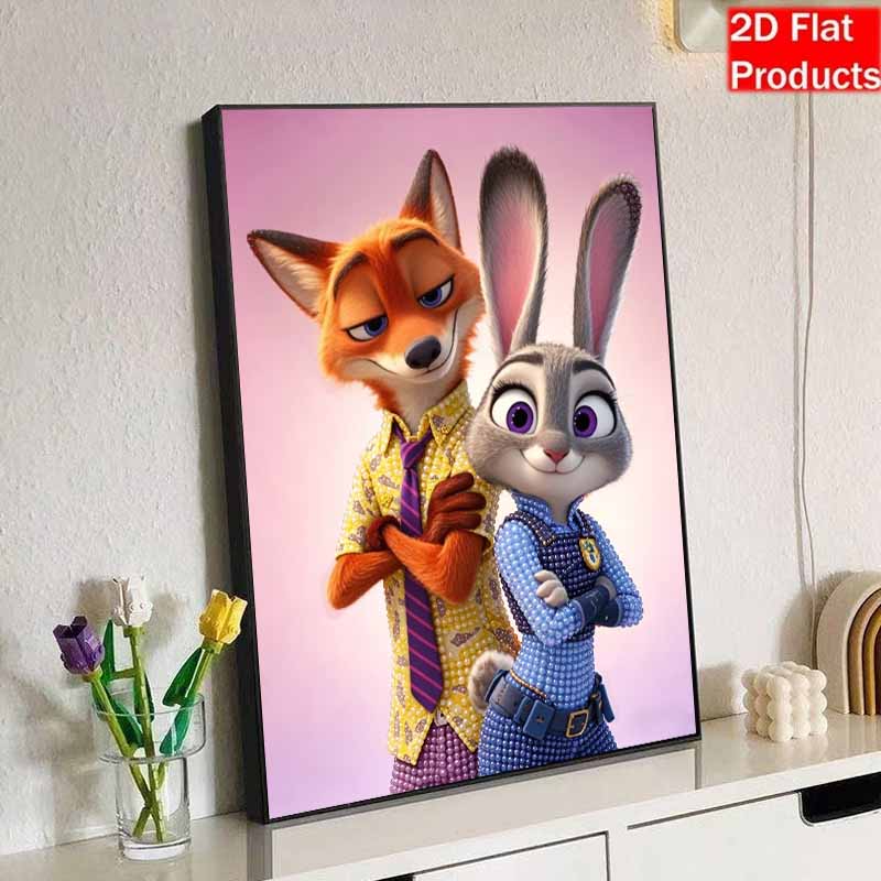 Disney DIY Pearl Painting Zootopia Judy and Nick's Creativity Decorative Painting Creative Ornaments Friends Gifts Desktop Furnishings Home Decoration