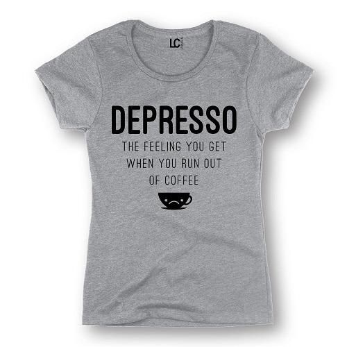 Depresso-The feeling when you run out of coffee T shirt Tee caffeine addict S