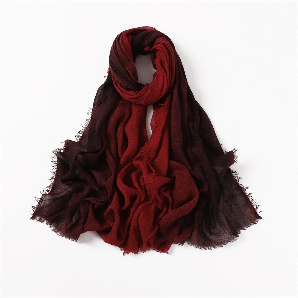 Women Gradient Cotton Linen Scarf Summer Girl Colors Patchwork Sunscreen Scarves Soft Shawl Foulard Viscose Wrap Shawls New