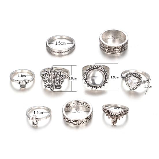9Pcs/Set Retro Women Rhinestone Knuckle Finger Ring Jewelry Accesories Gifts
