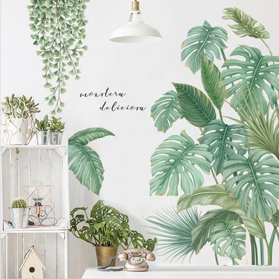 Autocollants muraux feuilles vertes, plantes tropicales, sparadrap muraux en vinyle, papier peint mural pour porte
