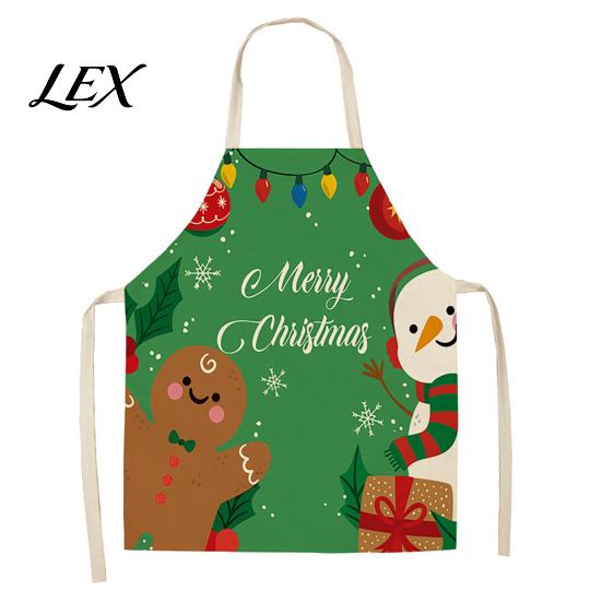 Family Gathering Culinary Outfit Christmas Apron, Santa Claus/Elk/Gingerbread Man/Snowman Print Cooking Bib, Waterproof Holiday Bib Non-woven Fabric,