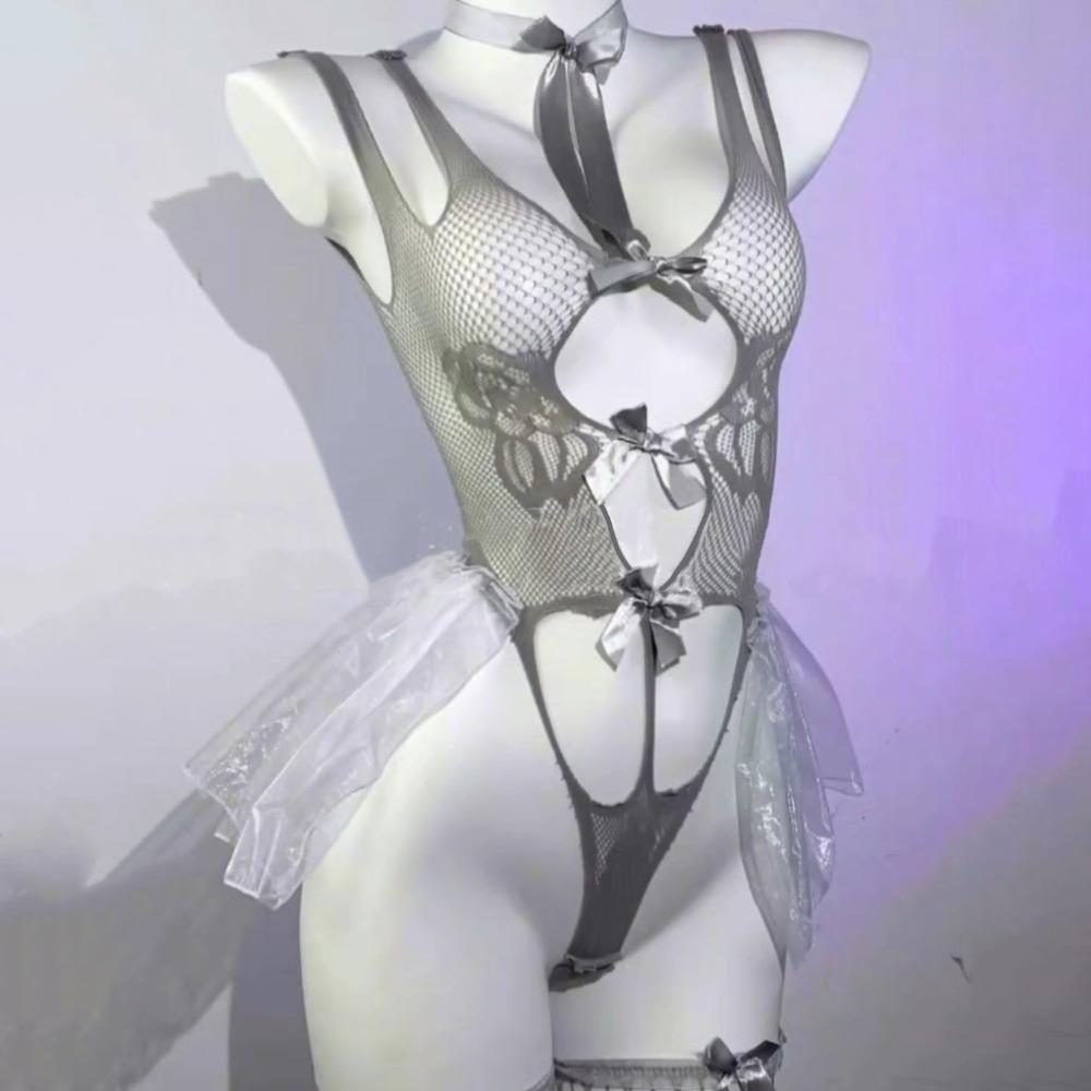 With Wearing Stockings Sexy Clothing Lace Skirt Nightgown Sexy Lingerie Dress  Ladies