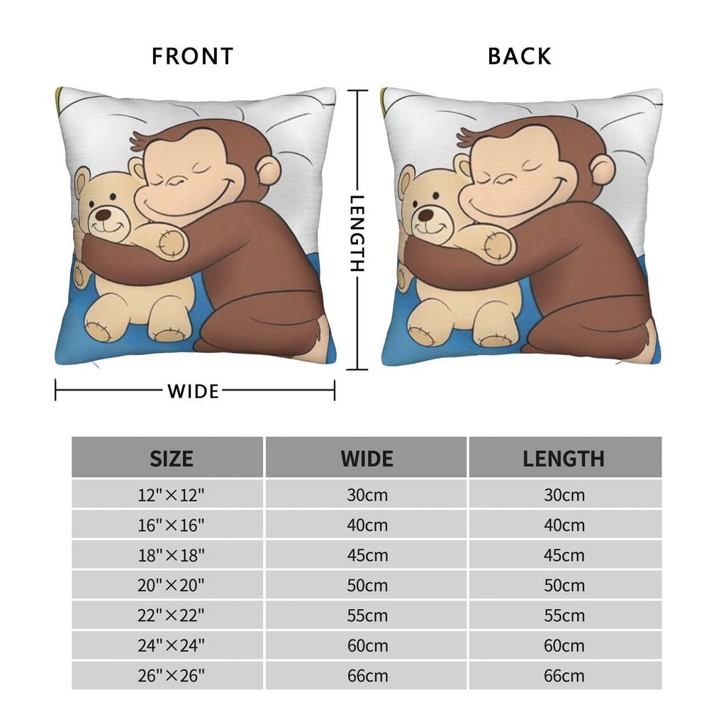 Cartoon Curious George Pillow Cover  Novelty Pillow Case For Office Car Home Decor Square Pillowcases Birthday Present