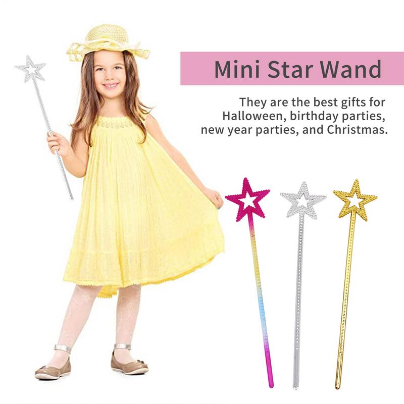 13 Inches MagicWand For Kids Golden SilverStar Wand Fairy Princess Angel Wand Sticks For Girls Costume Princess Cosplay Props
