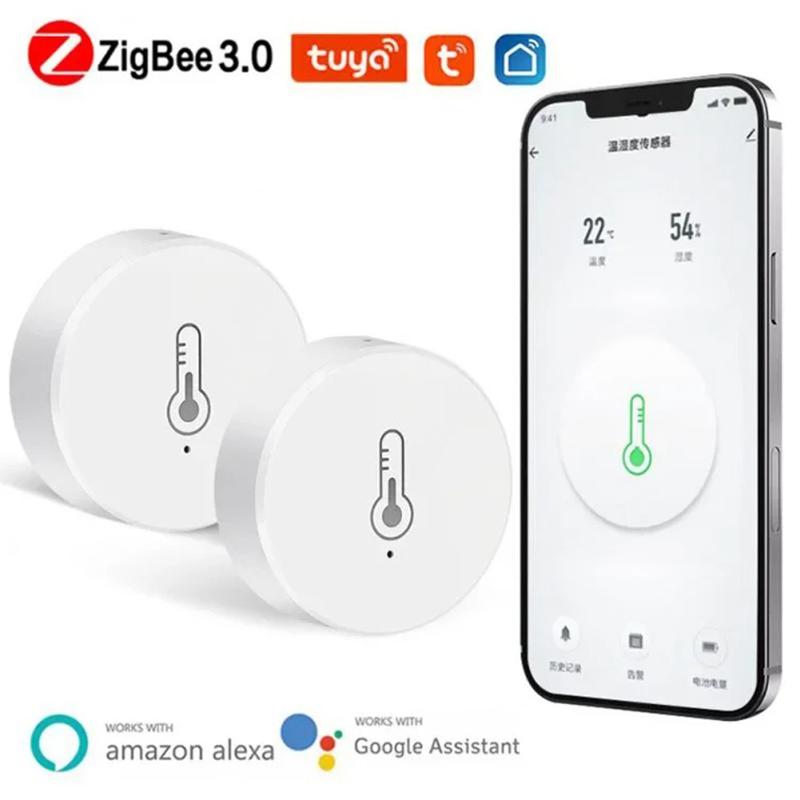 

Tuya Smart Zigbee Temperature And Humidity Sensor Indoor Thermometer Monitor Work With Alexa Google Home home automation 2Pcs Zigbee