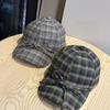 New Autumn and Winter All Match Striped Plaid Soft Top Woolen Baseball Hat for Women Cute Bow Tie Rope Peaked Hat Trendy