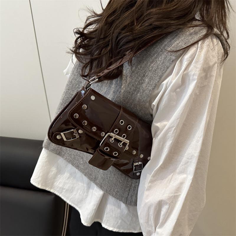 Punk-style Rivet Single-shoulder Bag, Handbag, Cool and Trendy Girl, Underarm Bag, Baguette Bag