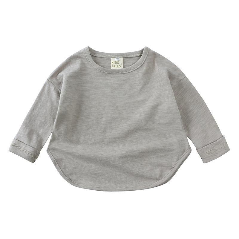 Ribbed Cotton Long Sleeve T Shirt for Boys Girls Toddlers Spring Autumn Basic Top 90