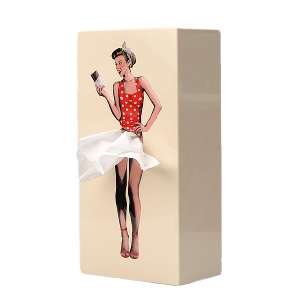 Classy Girl Facial Tissue Box Creative Retro Rectangular Tissue Box Case Tissue Storage Case for Vanity Countertop Night Stand