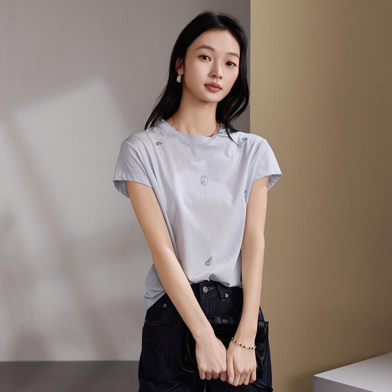 SOFSIL 2026 Summer Embroidered Short-Sleeve T-Shirt
