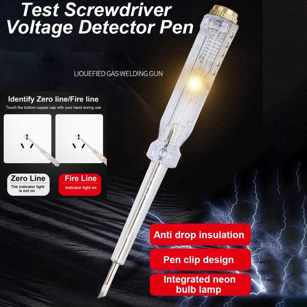 AC/DC 100-500V Voltage Detector Pen Clear Light Circuit Tester New Test Screwdriver