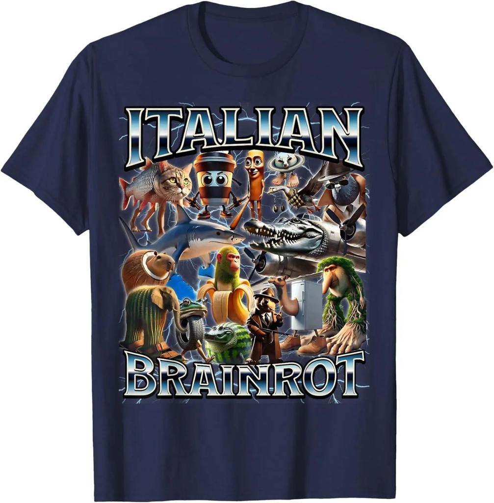 Bombardiro Crocodilo Italian Brainrot Meme T-Shirt Men's Women's Short Sleeve Cotton Tees Funny Graphic Y2k T-shirt Summer Tops