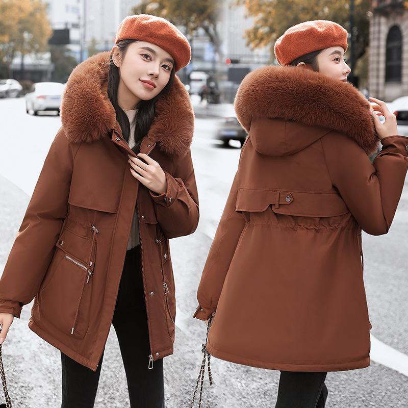 Pie Overcomes Women's Winter New Fashion Skinny Down Cotton Clothing Fleece Thickened Fur Integrated Jacket